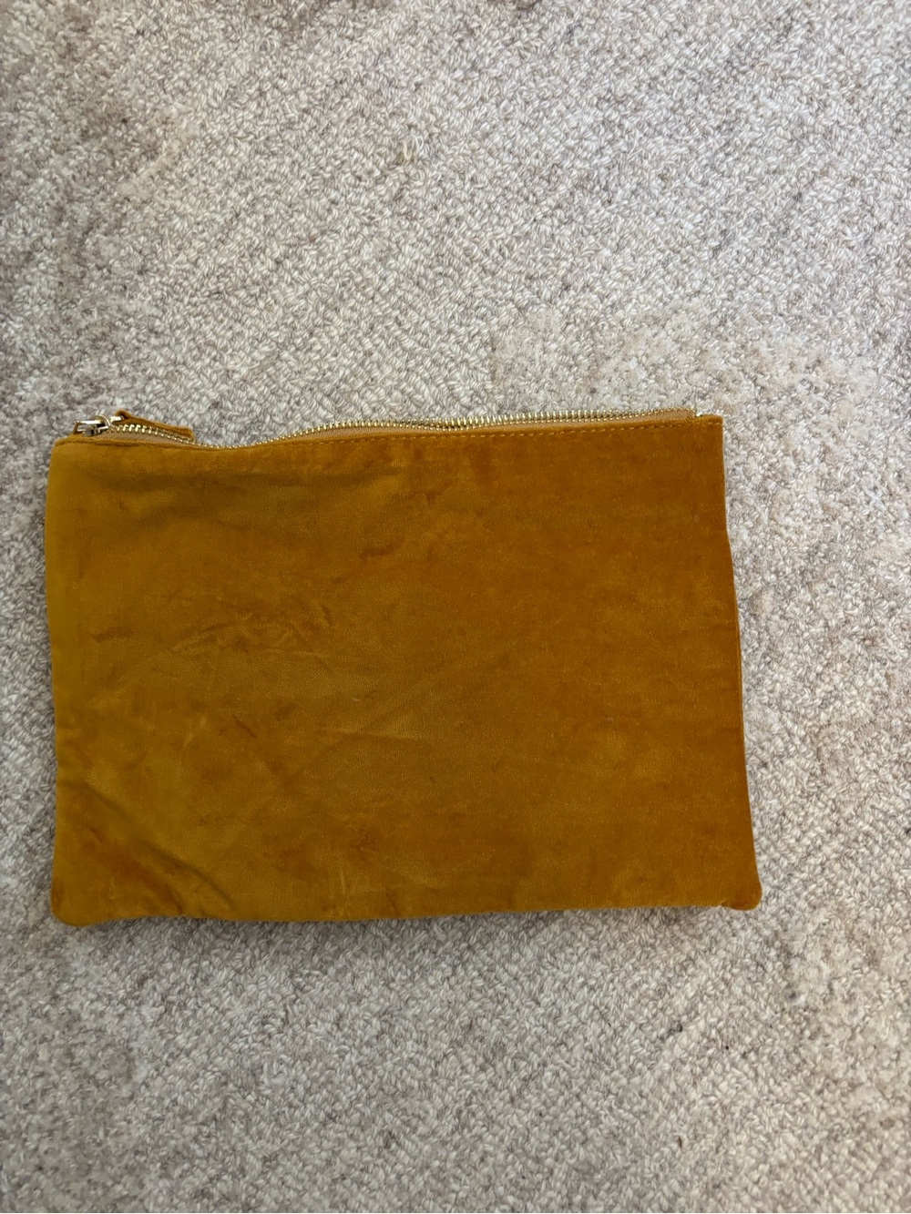 Sézane Mustard Velvet Zip Pouch - Picture 2 of 2